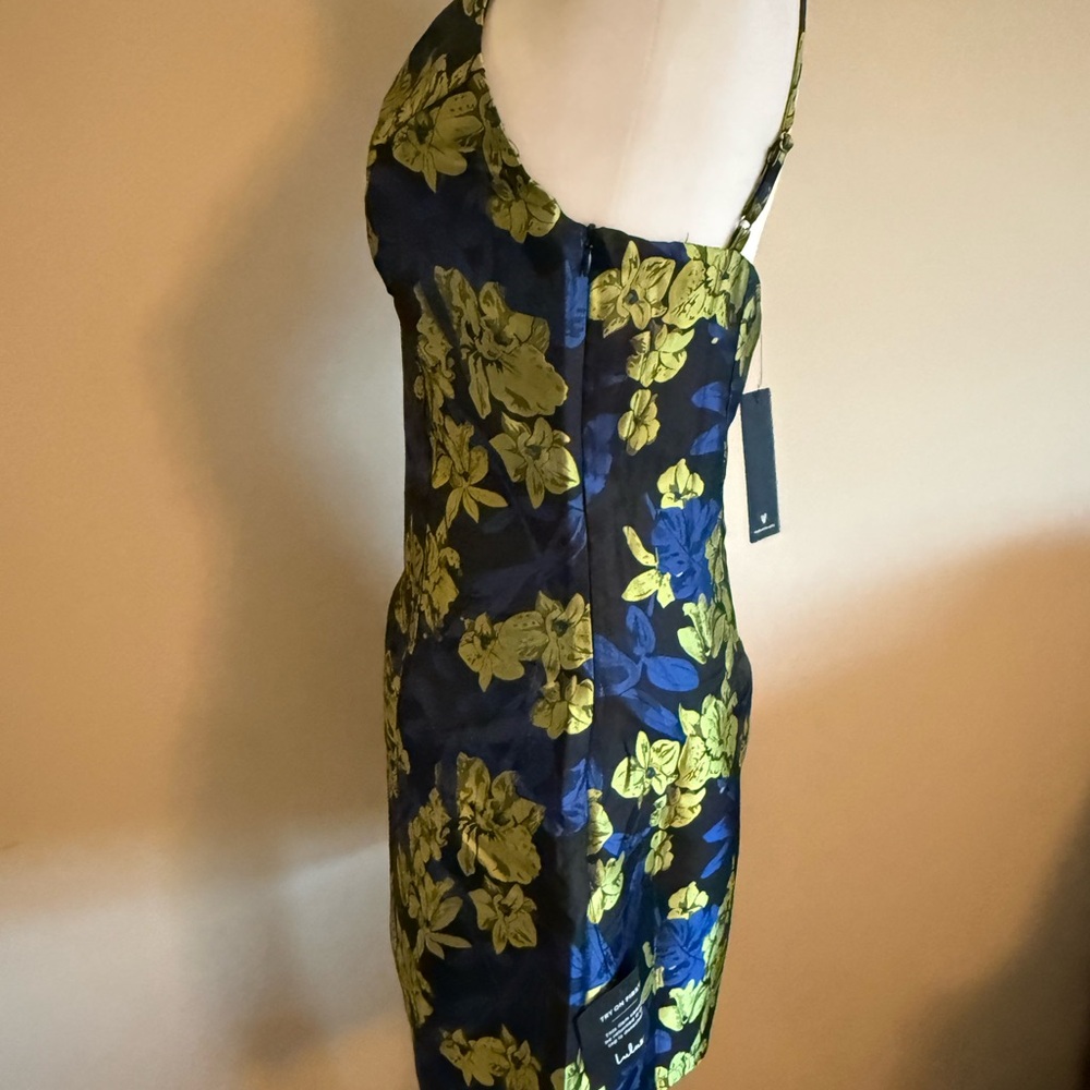NWT Lulu’s black and blue floral jacquard mini dress sz s - Picture 10 of 11